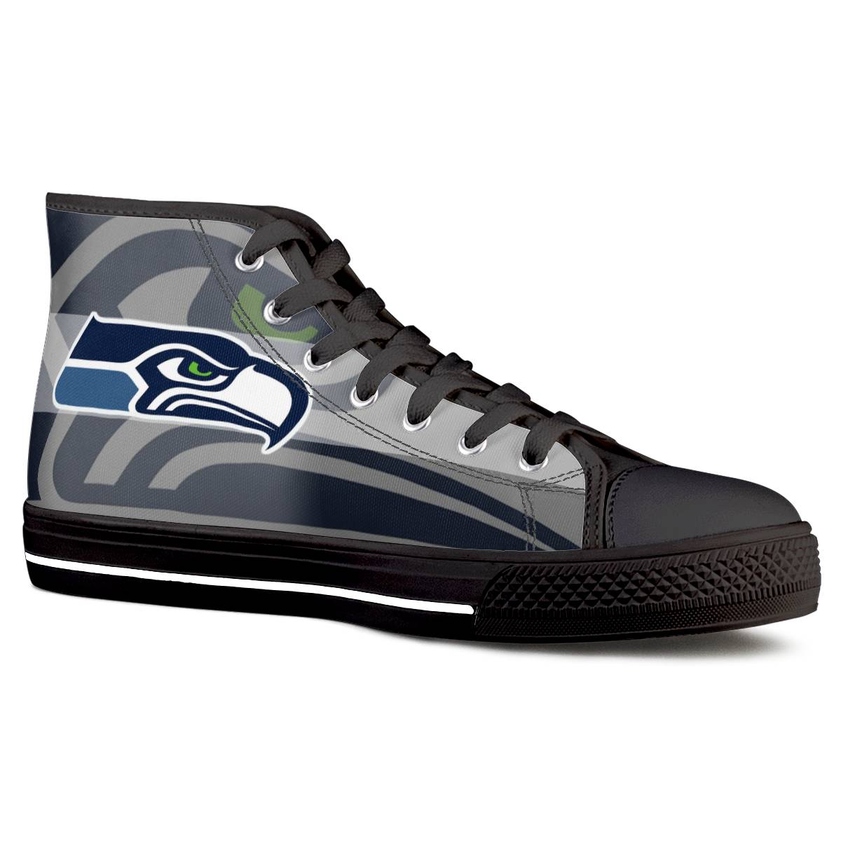 Men's Seattle Seahawks High Top Canvas Sneakers 003 Men's Seattle Seahawks High Top Canvas Sneakers 003